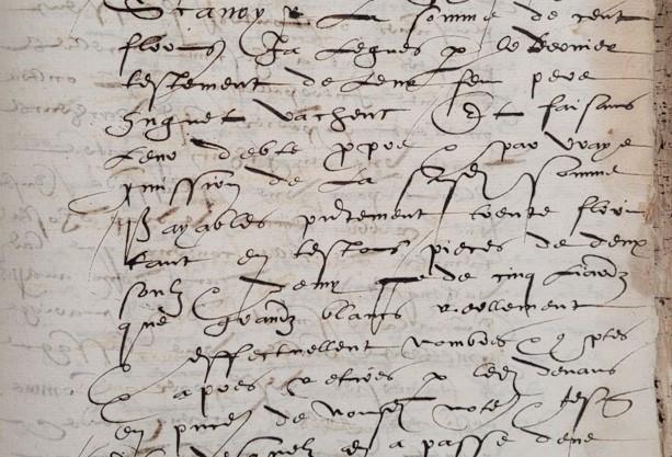 Extrait d'un testament de 1617 extrait d'un acte notarié datant du XVIIe siècle